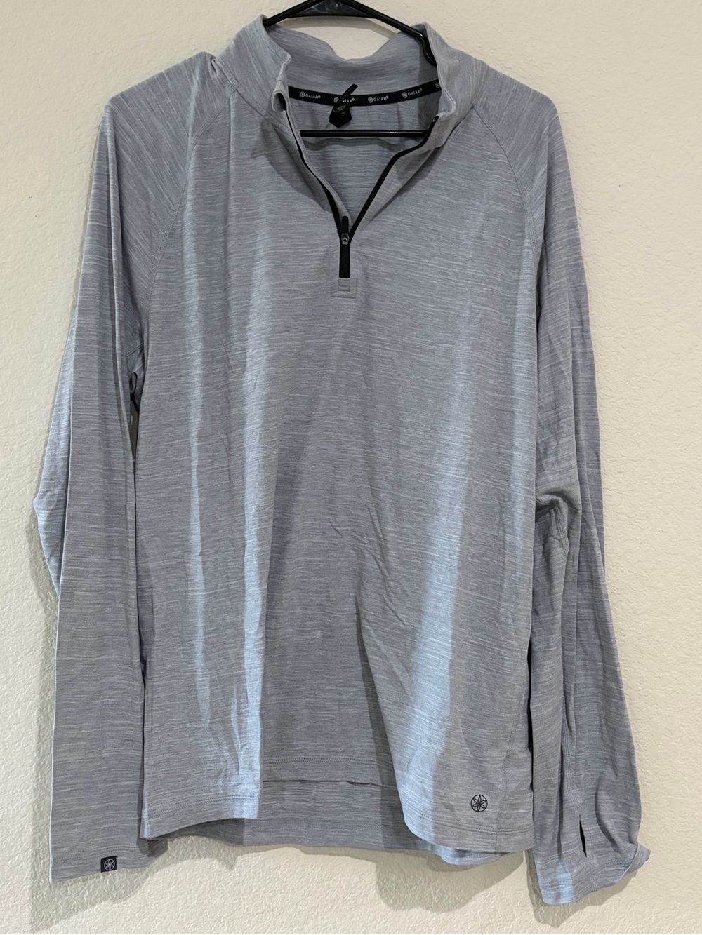 Gaiam Men’s Quarter Zip Pullover Gray Performance Athletic Long Sleeve